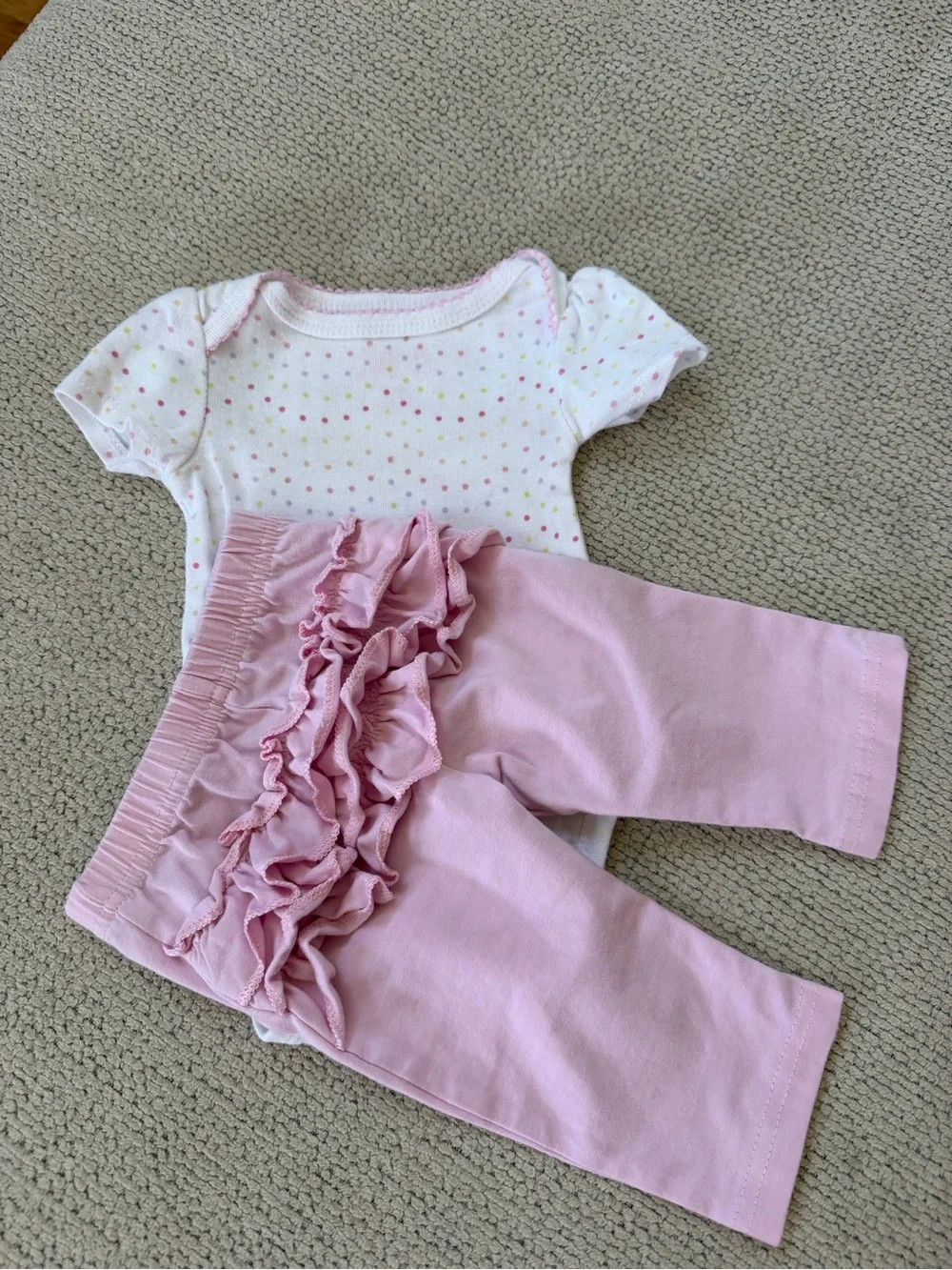 Circo Pink Ruffle Leggings with Dot Tee
